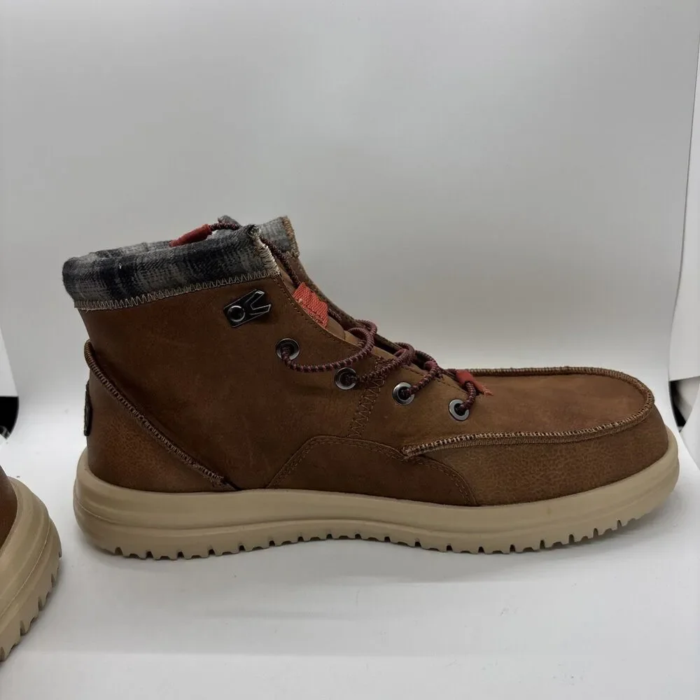 NWT Hey Dude Men's Bradley Classic Tumbled Cognac Brown Size 9 lightweight wool
